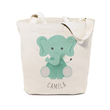 Personalized Name Elephant Cotton Canvas Tote Bag - The Cotton and Canvas Co.