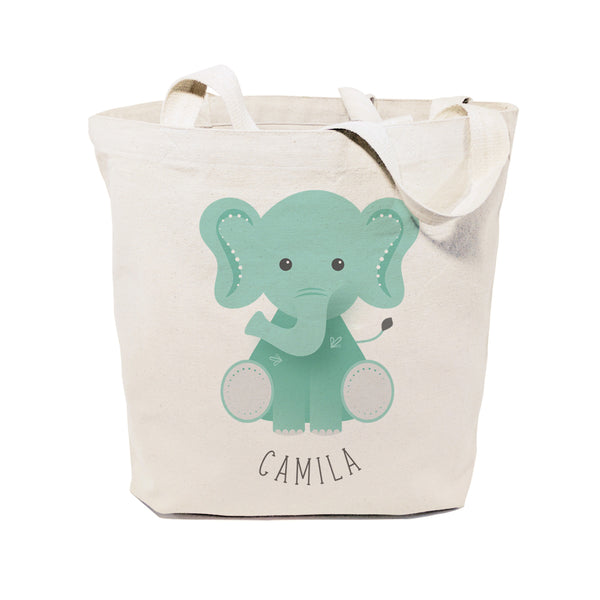 The Cotton and Canvas Co. Personalized Name Elephant Cotton Canvas Tote Bag
