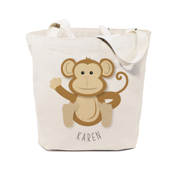 The Cotton and Canvas Co. Personalized Name Monkey Cotton Canvas Tote Bag
