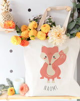 Personalized Name Fox Cotton Canvas Tote Bag - The Cotton and Canvas Co.
