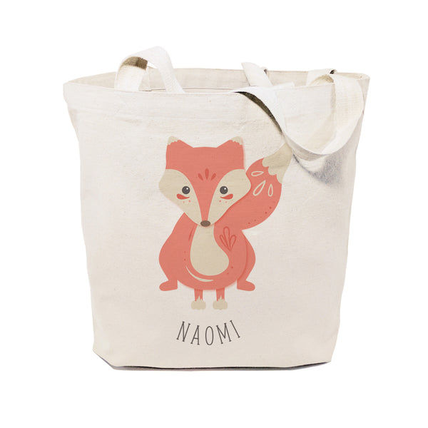 The Cotton and Canvas Co. Personalized Name Fox Cotton Canvas Tote Bag