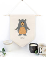 Personalized Name Bear Hanging Wall Banner - The Cotton and Canvas Co.