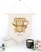 Personalized Name Monkey Hanging Wall Banner - The Cotton and Canvas Co.