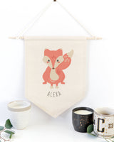 Personalized Name Fox Hanging Wall Banner - The Cotton and Canvas Co.