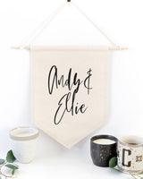 Personalized Couple Names Modern Hanging Wall Banner - The Cotton and Canvas Co.