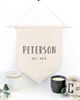 Personalized Family Name with Est. Date Modern Hanging Wall Banner - The Cotton and Canvas Co.