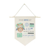 Personalized Owl Newborn Baby Announcement Hanging Wall Banner - The Cotton and Canvas Co.