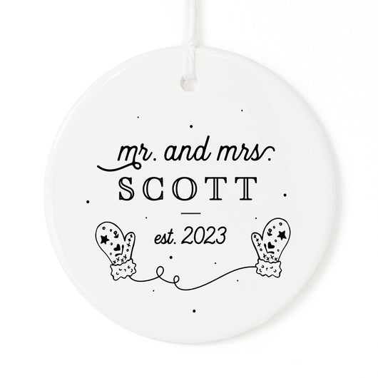 Personalized Mr. & Mrs. with Last Name and Est. Date Christmas Ornament