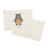 Personalized Name Bear Cotton Canvas Cosmetic Bag - The Cotton and Canvas Co.
