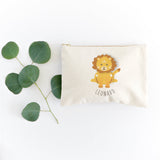 Personalized Name Lion Cotton Canvas Cosmetic Bag - The Cotton and Canvas Co.