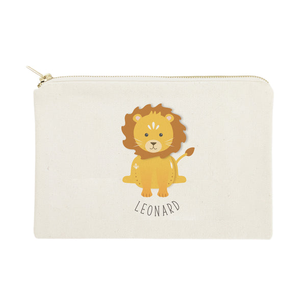 The Cotton and Canvas Co. Personalized Name Lion Cotton Canvas Cosmetic Bag