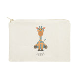Personalized Name Giraffe Cotton Canvas Cosmetic Bag - The Cotton and Canvas Co.