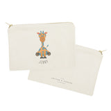 Personalized Name Giraffe Cotton Canvas Cosmetic Bag - The Cotton and Canvas Co.