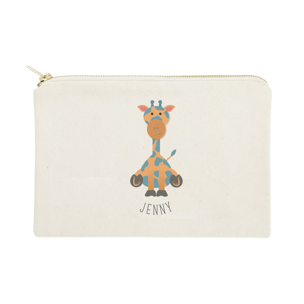 The Cotton and Canvas Co. Personalized Name Giraffe Cotton Canvas Cosmetic Bag