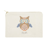 Personalized Name Owl Cotton Canvas Cosmetic Bag - The Cotton and Canvas Co.
