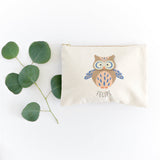 Personalized Name Owl Cotton Canvas Cosmetic Bag - The Cotton and Canvas Co.