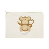 Personalized Name Monkey Cotton Canvas Cosmetic Bag - The Cotton and Canvas Co.