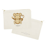 Personalized Name Monkey Cotton Canvas Cosmetic Bag - The Cotton and Canvas Co.