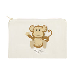 Personalized Name Monkey Cotton Canvas Cosmetic Bag - The Cotton and Canvas Co.