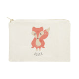 Personalized Name Fox Cotton Canvas Cosmetic Bag - The Cotton and Canvas Co.