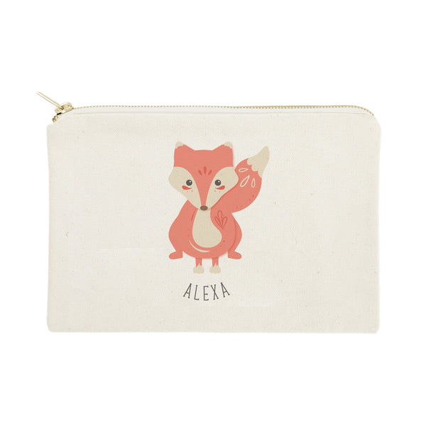 The Cotton and Canvas Co. Personalized Name Fox Cotton Canvas Cosmetic Bag