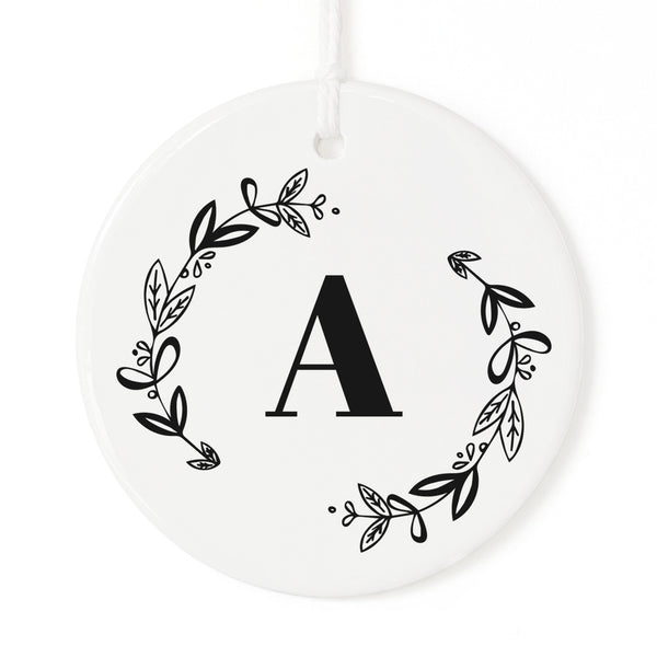 The Cotton and Canvas Co. Personalized Monogram with Wreath Christmas Ornament