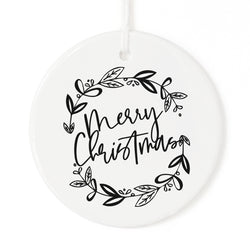 Merry Christmas with Wreath Christmas Ornament - The Cotton and Canvas Co.