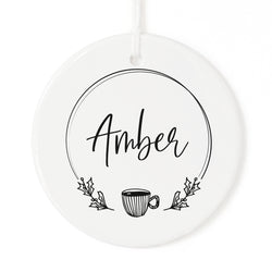 Personalized Name with Coffee Mug Christmas Ornament - The Cotton and Canvas Co.