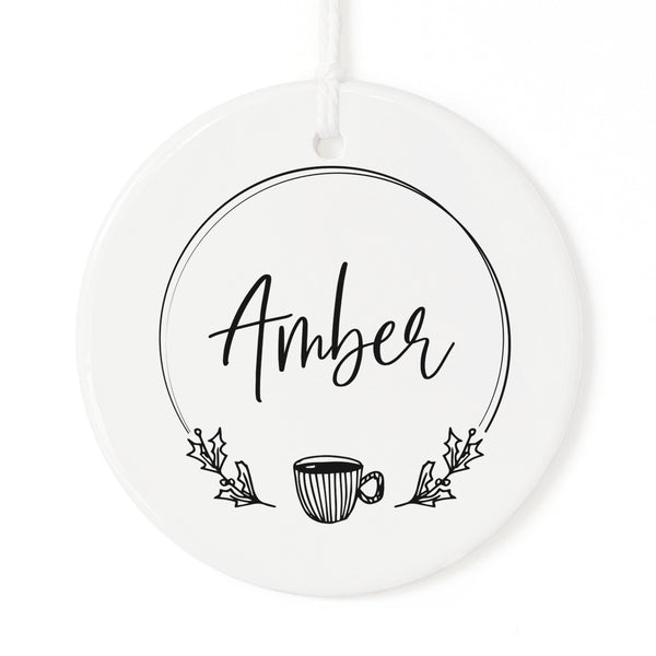 The Cotton and Canvas Co. Personalized Name with Coffee Mug Christmas Ornament