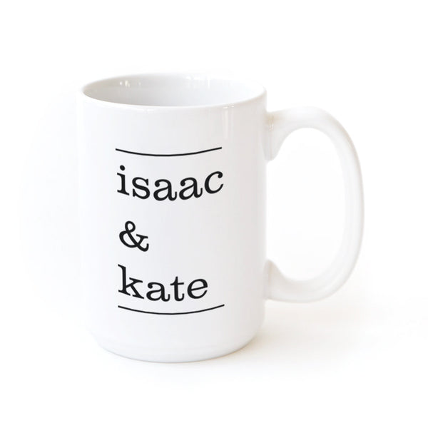 The Cotton and Canvas Co. Ampersand Stack Personalized Couple Names Coffee Mug