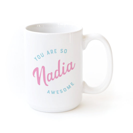 You are Awesome Personalized Coffee Mug, Pink and Blue - The Cotton and Canvas Co.