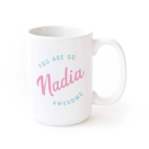 The Cotton and Canvas Co. You are Awesome Personalized Coffee Mug, Pink and Blue