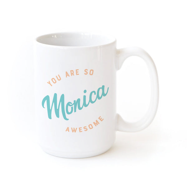 The Cotton and Canvas Co. You are Awesome Personalized Coffee Mug, Peach and Aqua