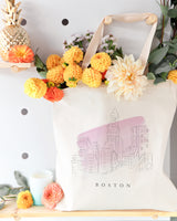 Boston Cityscape Cotton Canvas Tote Bag - The Cotton and Canvas Co.