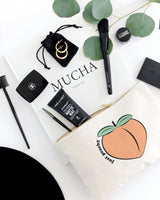 Just Peachy Cotton Canvas Cosmetic Bag - The Cotton and Canvas Co.