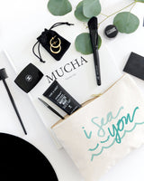 I Sea You Cotton Canvas Cosmetic Bag - The Cotton and Canvas Co.
