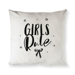 Girls Rule Baby Cotton Canvas Pillow Cover - The Cotton and Canvas Co.