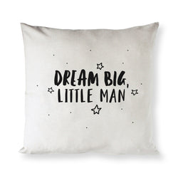 Dream Big Little Man Baby Cotton Canvas Pillow Cover - The Cotton and Canvas Co.