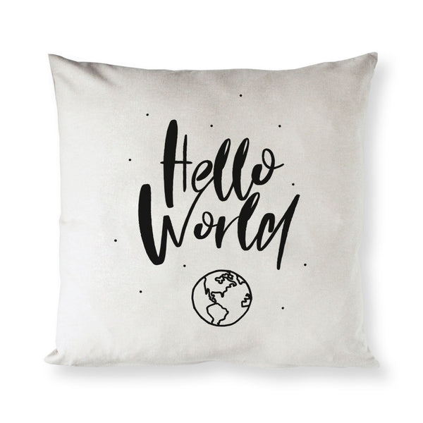 The Cotton and Canvas Co. Hello World Baby Cotton Canvas Pillow Cover