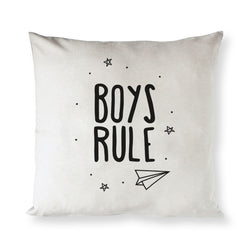 Boys Rule Baby Cotton Canvas Pillow Cover - The Cotton and Canvas Co.