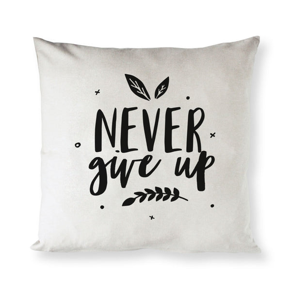 The Cotton and Canvas Co. Never Give Up Baby Cotton Canvas Pillow Cover
