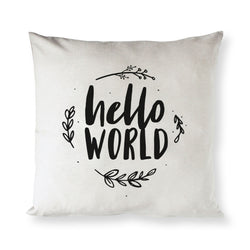 Hello World with Vines Baby Cotton Canvas Pillow Cover - The Cotton and Canvas Co.