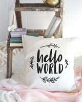 Hello World with Vines Baby Cotton Canvas Pillow Cover - The Cotton and Canvas Co.