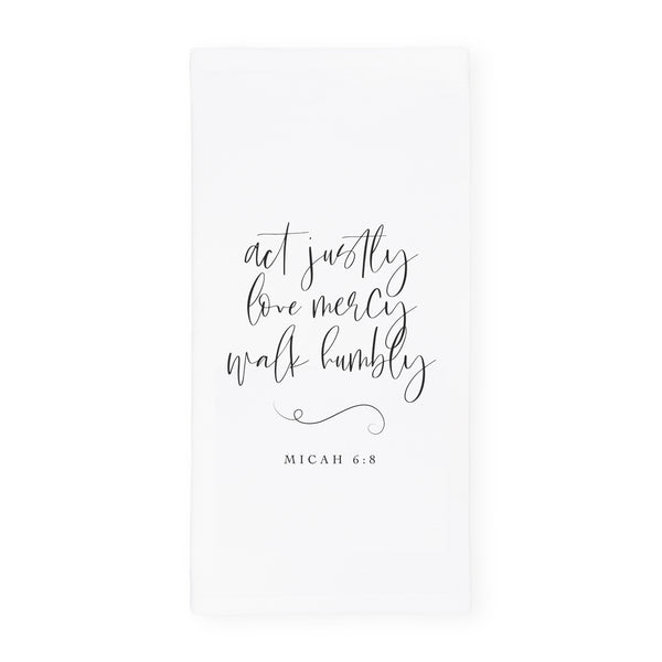 The Cotton and Canvas Co. Act Justly Love Mercy Walk Humbly, Micah 6:8 Cotton Canvas Scripture, Bible Kitchen Tea Towel