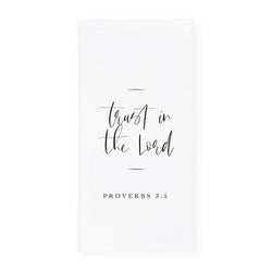 Trust in the Lord, Proverbs 3:5 Cotton Canvas Scripture, Bible Kitchen Tea Towel - The Cotton and Canvas Co.