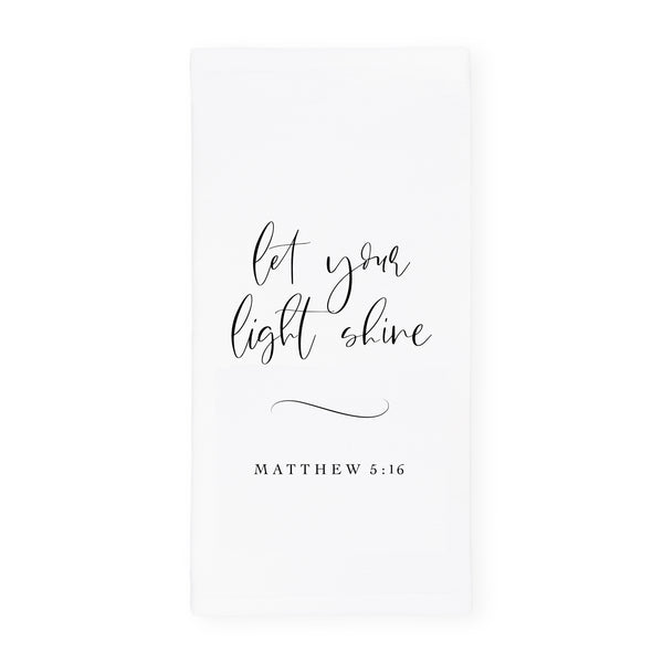 The Cotton and Canvas Co. Let Your Light Shine, Matthew 5:16 Cotton Canvas Scripture, Bible Kitchen Tea Towel
