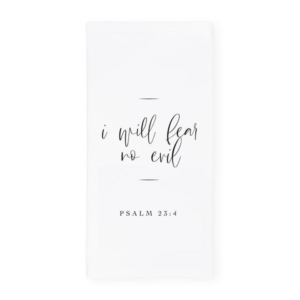 The Cotton and Canvas Co. I Will Fear No Evil, Psalm 23:4 Cotton Canvas Scripture, Bible Kitchen Tea Towel