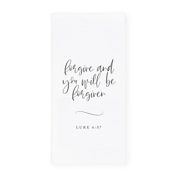 The Cotton and Canvas Co. Forgive and You Will Be Forgiven, Luke 6:37 Cotton Canvas Scripture, Bible Kitchen Tea Towel