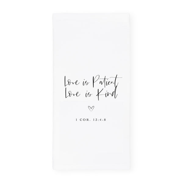 The Cotton and Canvas Co. Love is Patient Love is Kind 1 Corinthians 13:4-8 Cotton Canvas Scripture, Bible Kitchen Tea Towel