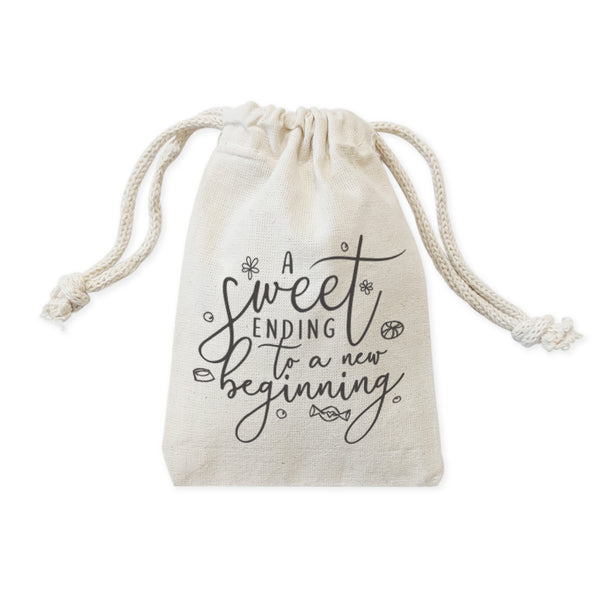 The Cotton and Canvas Co. A Sweet Ending to a New Beginning Cotton Canvas Wedding Favor Bags, 6-Pack